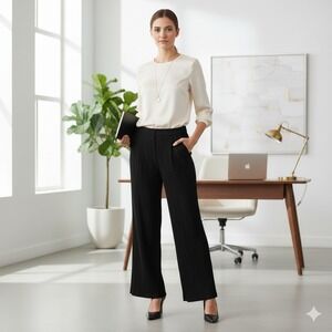 KUT From The Kloth‎ Women's Size 10 Black Wide Leg Dress Pants Cropped Trousers